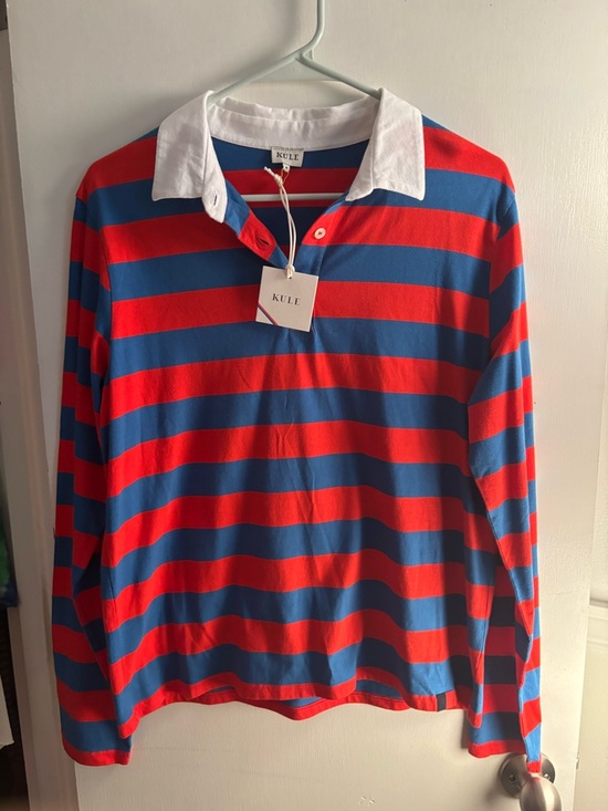 KULE Tops - NWT KULE Red & Blue Stripe Rugby Shirt Women